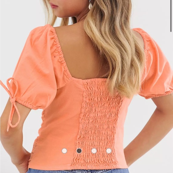 Asos Neon Top with Shirring in Linen - Picture 4 of 8